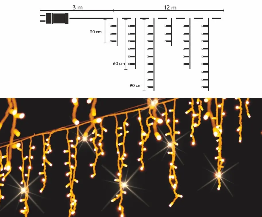 Гірлянда Chomik Бахрома 300LED теплий білий 12 м (LED9843) - фото 5