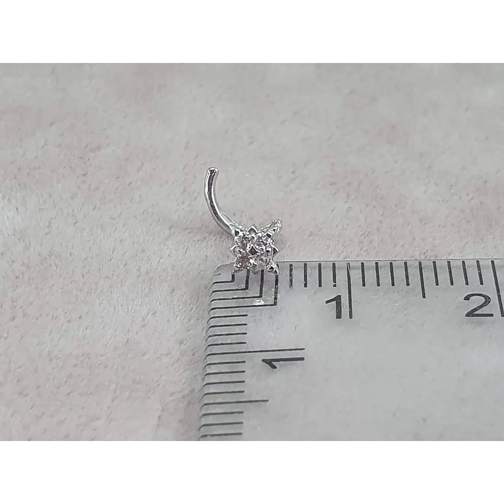 Золота сережка-пірсинг Астор в ніс з діамантами. 1122443Р_Б - фото 6