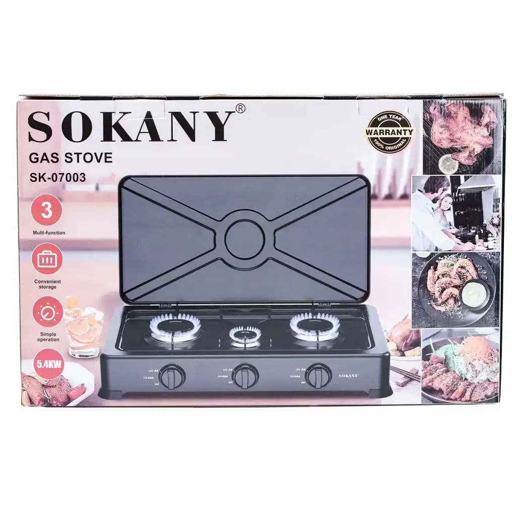 Газова плита настільна Sokany SK-07003 на 3 конфорки під балонний газ  - фото 7