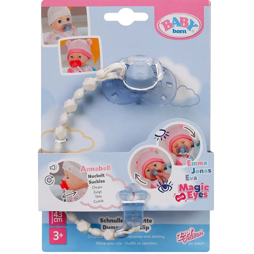 Пустышка для куклы Baby Born на клипсе голубая (838679-1) - фото 3