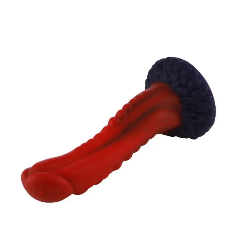 Фалоімітатор Hismith 8.35″ Curved Silicone Dildo Red Monster Series система KlicLok для секс-машин - фото 3