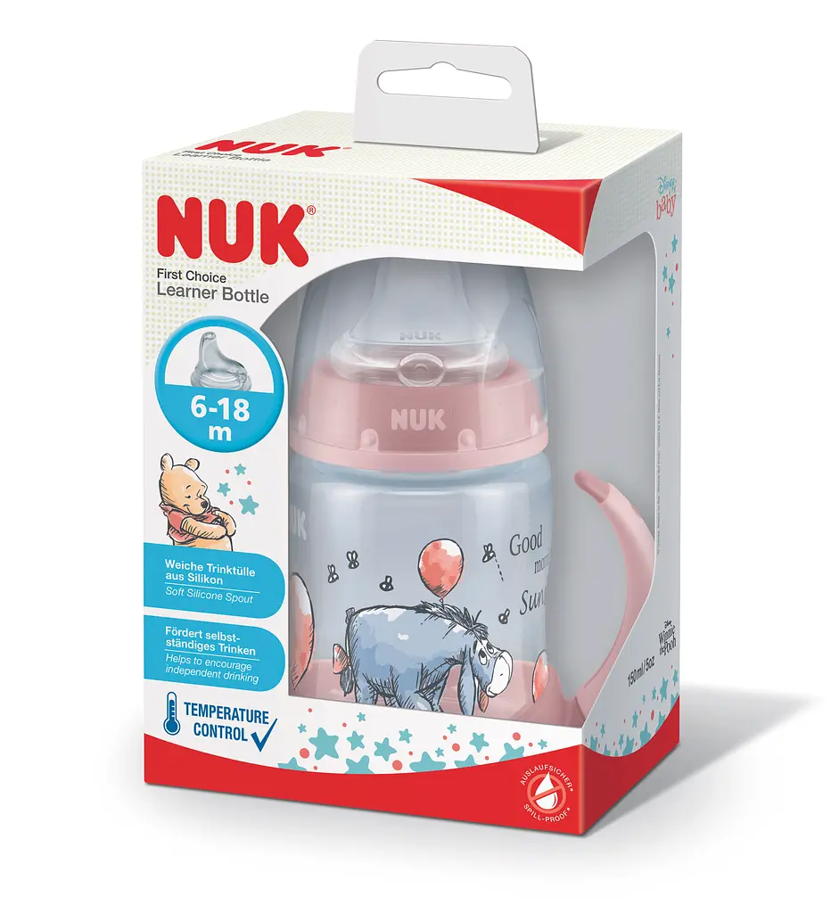Поїльник з ручками Nuk First Choice Disney, з силіконовою насадкою, 150 мл, рожевий (3954050) - фото 2