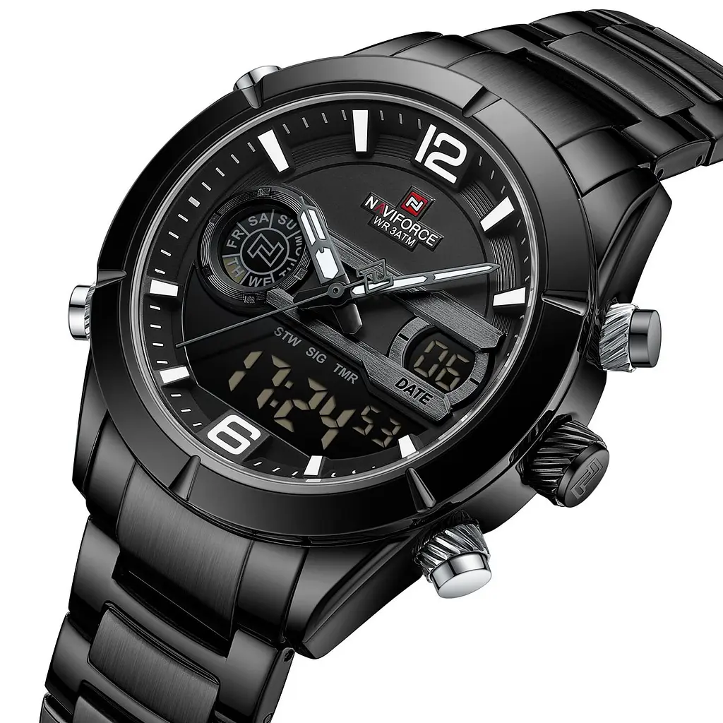 Наручний годинник чоловічий NaviForce Aviator Чорний (3531) - фото 2