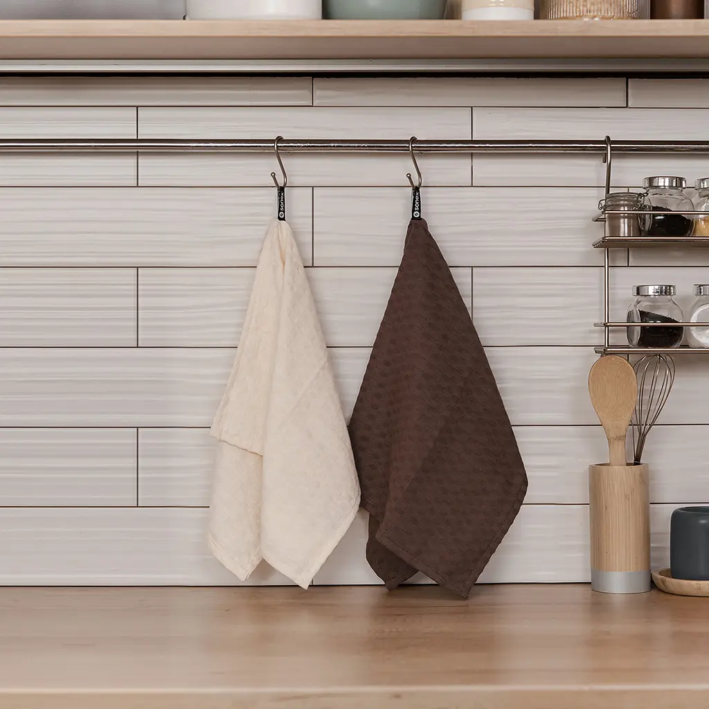 Набор вафельных полотенец для Sonex Cleo 40х60 см, 2 шт. бежевый и коричневый (SO102551) - фото 3