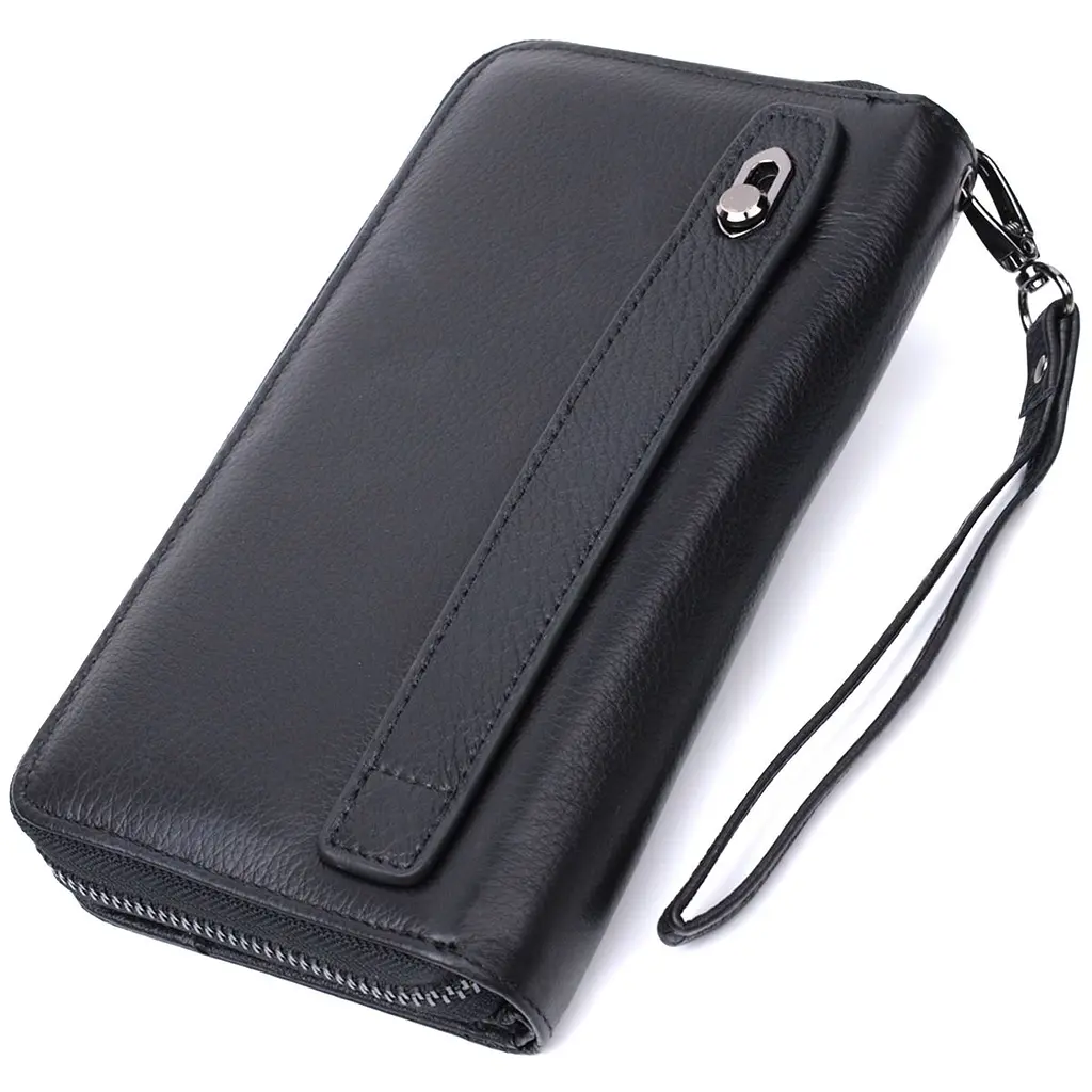 Чоловічий клатч із блоком для карт з натуральної шкіри ST Leather 22694 чорний - фото 2