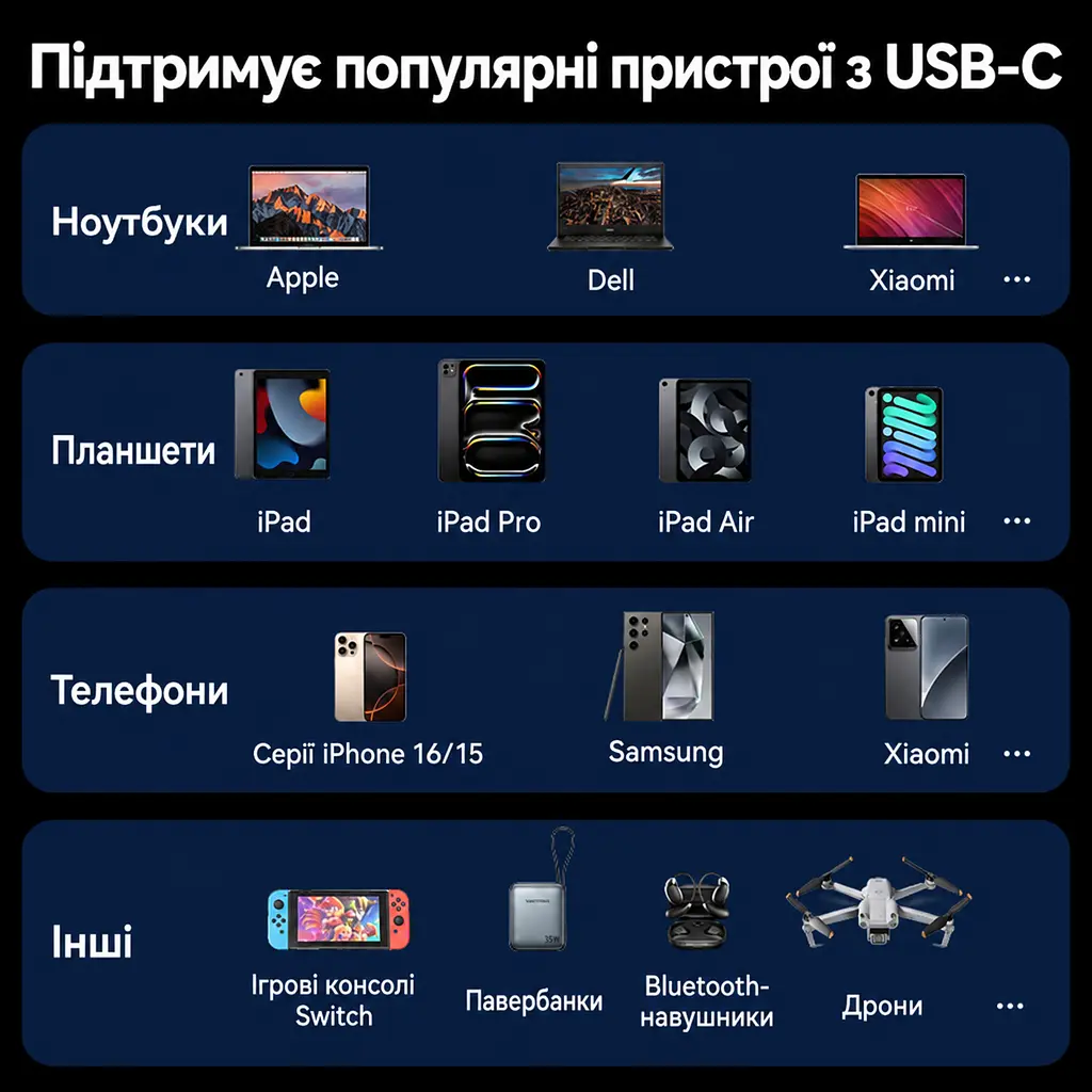 Кабель Vention TRGBF USB-C - USB-C USB 3.2 Gen 2 PD 100 Вт 4K 1 м чорний (TRGBF) - фото 11