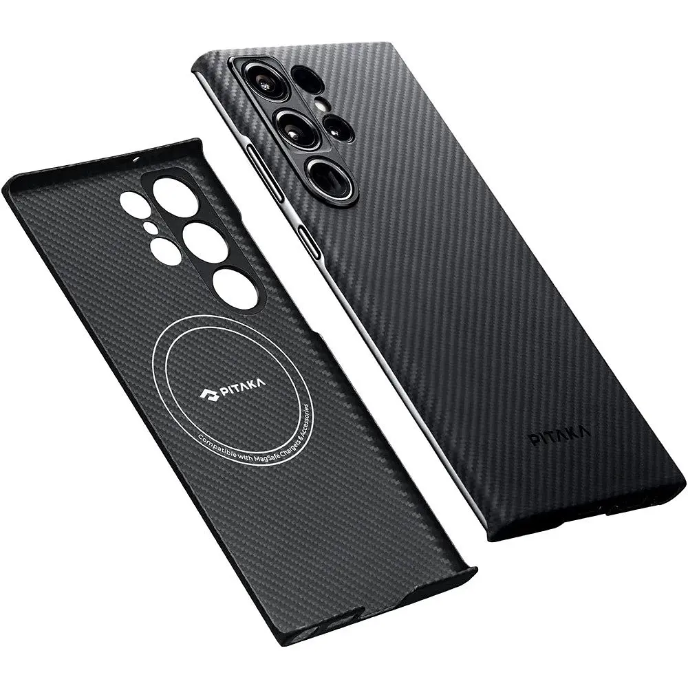 Оригінальний протиударний чохол для Samsung Galaxy S23 Ultra Pitaka MagEZ MagSafe Case 3 Twill Black/Grey KS2301U - фото 11