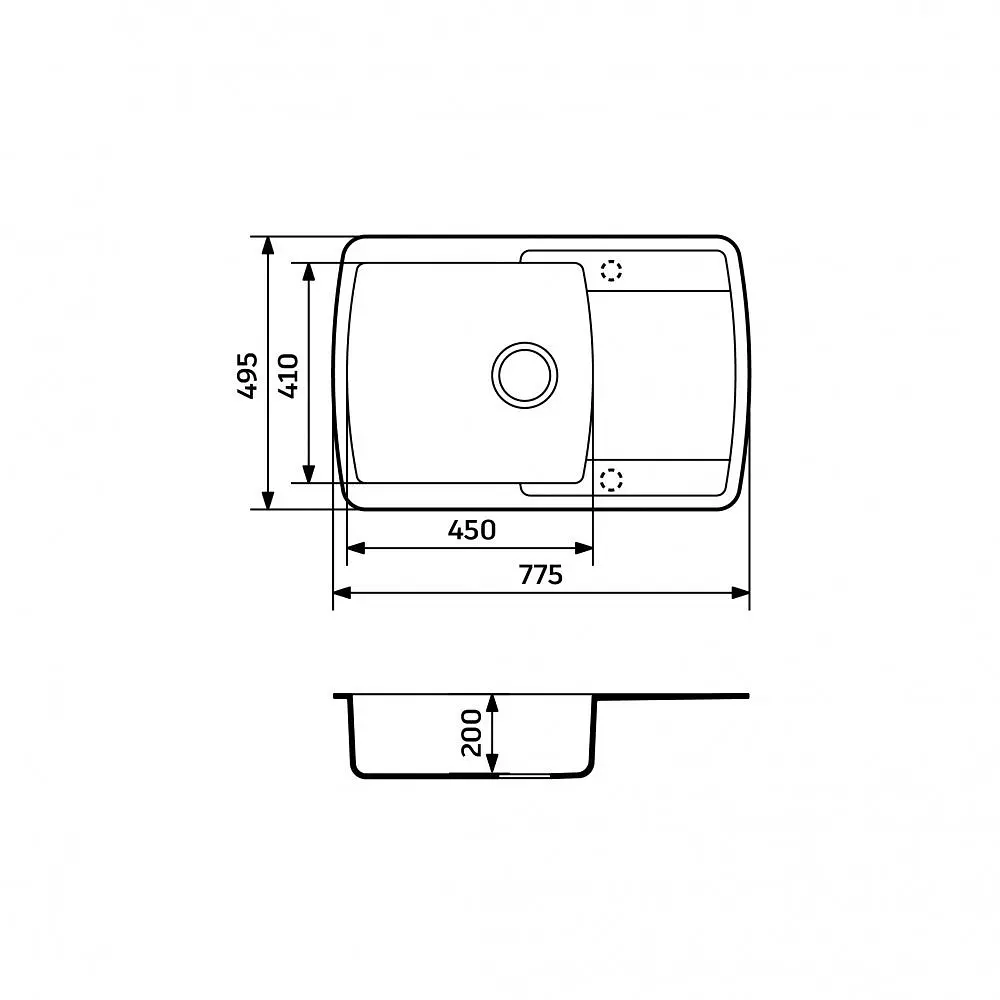 Кухонна мийка Adamant OPTIMAKS коричнева 775x495x200 мм, з крилом 77,5 см - фото 3