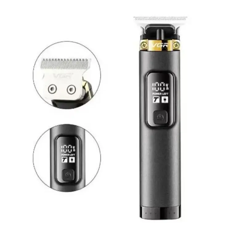 Триммер аккумуляторный для волос, бороды и усов VGR V-985 LCD (4 насадки) Черный - фото 4