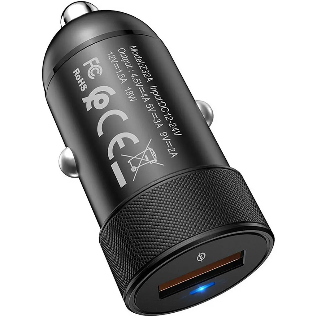 Автомобільний зарядний пристрій Hoco Z32A Flash Power USB-A Black (717788) [151282] - фото 6