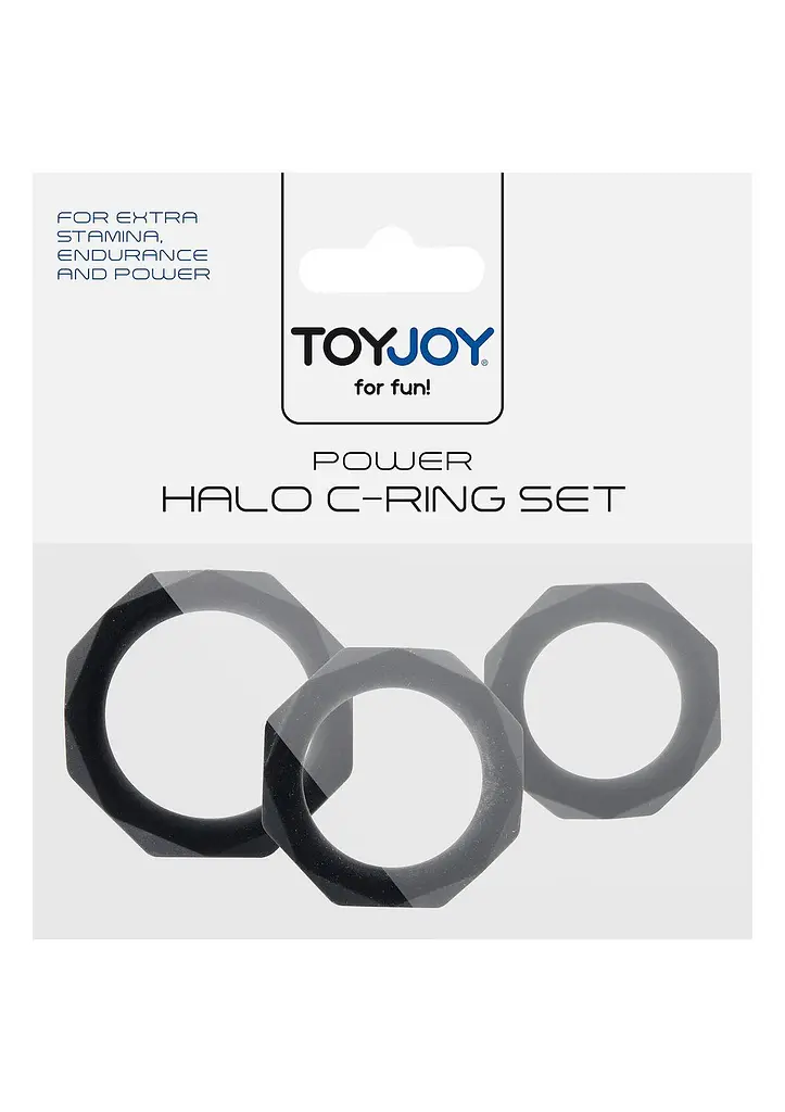 Набір ерекційних кілець ToyJoy Power Halo C-Ring Set (чорний) - фото 3
