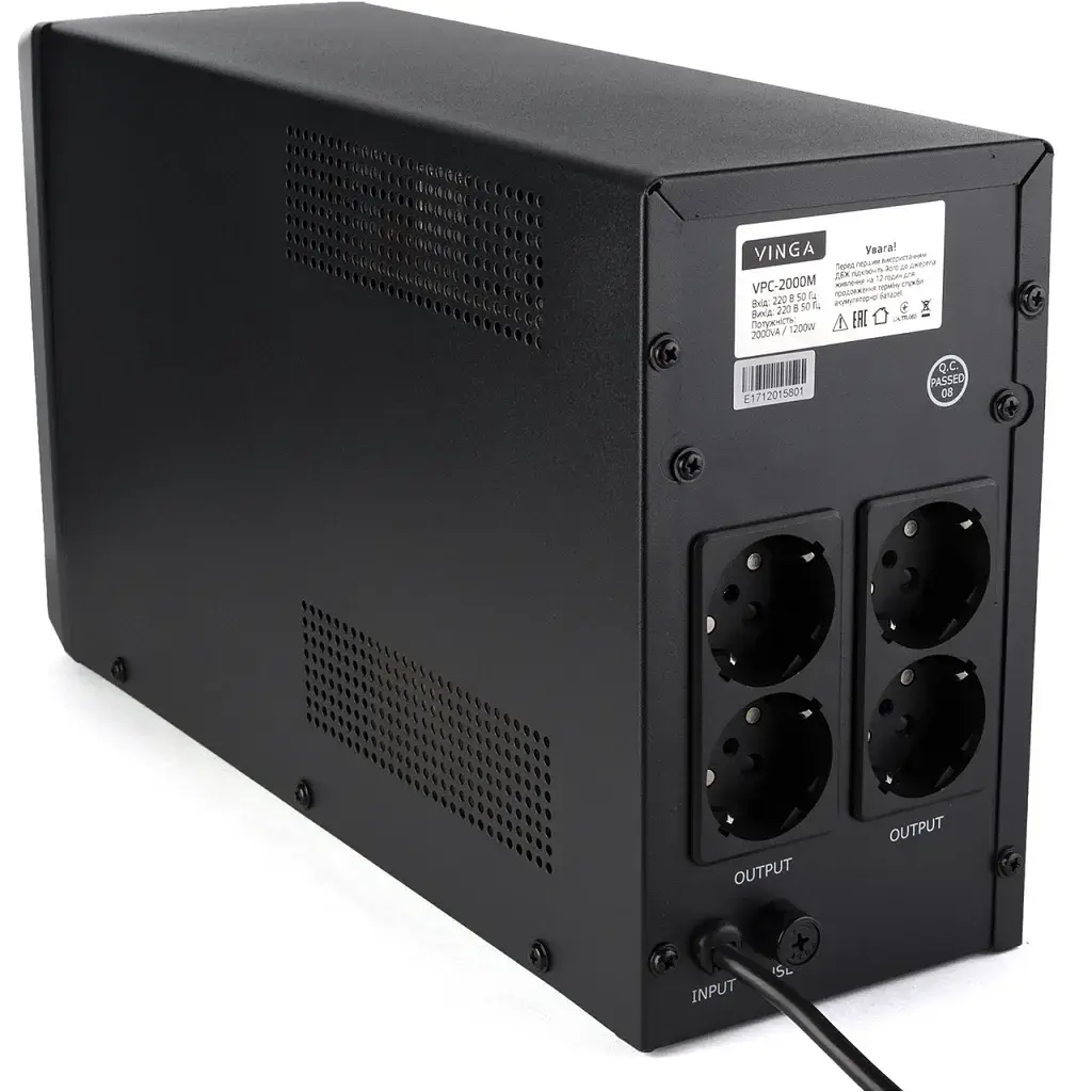 Пристрій безперебійного живлення Vinga LCD 2000VA metall case (VPC-2000M) - фото 10