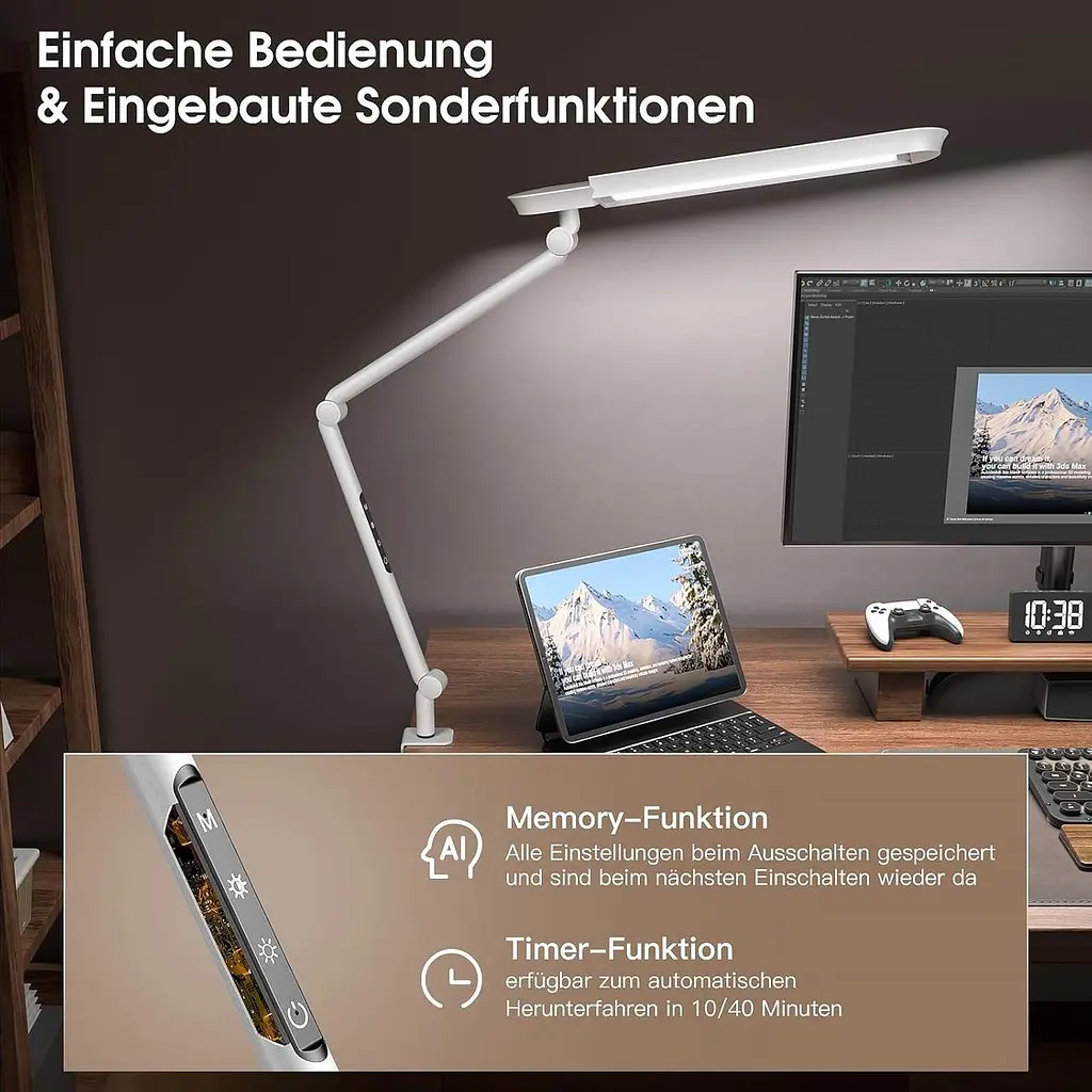 Світлодіодна настільна лампа AmazLit 1100 люмен з поворотним кріпленням, 18 Вт, висока яскравість, захист очей - фото 4