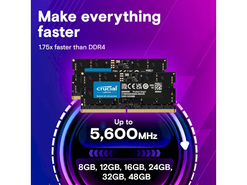 Пам'ять для ноутбуків Crucial 64 GB DDR5 5600 MHz SO-DIMM (CT64G56C46S5) - фото 5