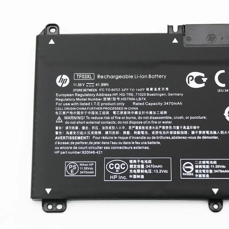 Акумулятор для ноутбука HP 14-BF 14-BP 14-CD 15-CC 15-CD 15-CK (TF03XL HSTNN-LB7X HSTNN-LB7J - 11.55V 41.9Wh) - фото 3