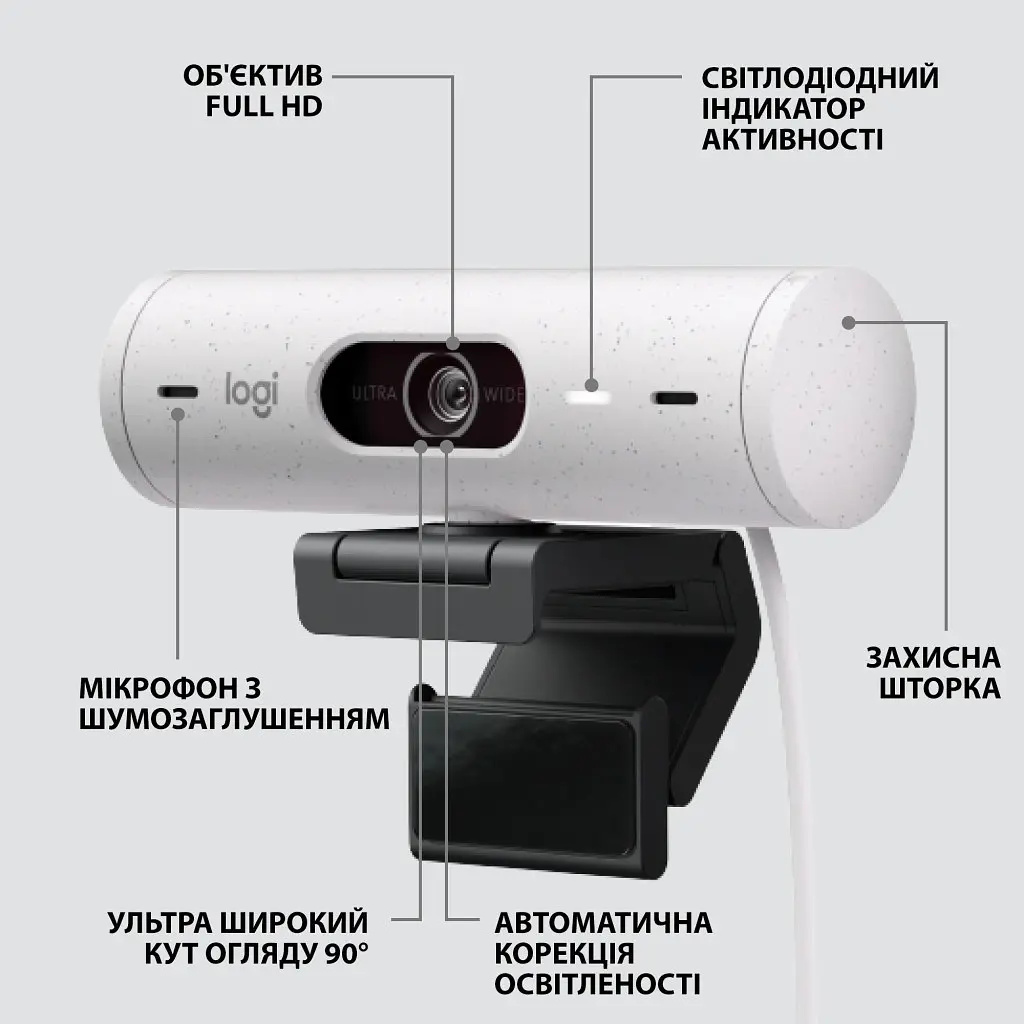 Веб-камера Logitech Brio 500 Off-White (960-001428) - фото 6