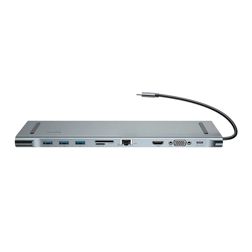 Мультипортовий адаптер USB Хаб Baseus Enjoyment Series Type-C Notebook PD/HDXiaomi*2/VGA/RJ45/SD/TF/USB*3/Adapter CATSX-G0G Dark Grey - фото 3