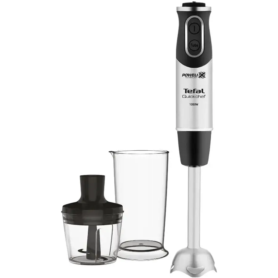 Блендер заглибний 2в1 Tefal Quickchef 1000 Вт чаша 800 мл чопер 500 мл сріблясто-чорний (HB659838) - фото 2