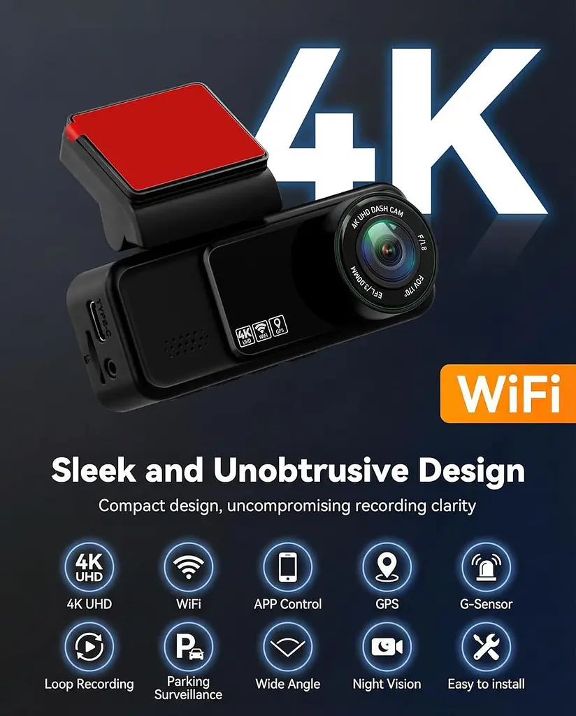 Автомобільний відеореєстратор SIXWIN 4K+2K з GPS, ADAS і двома камерами - фото 3