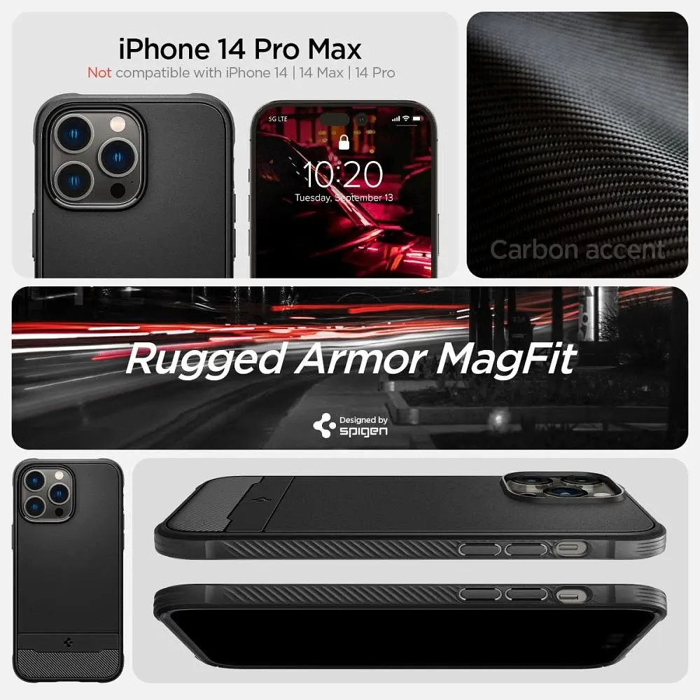 Оригінальний протиударний чохол Spigen Rugged Armor MagSafe для Iphone 14 Pro Max (6.7") Matt Black ACS04812 - фото 15