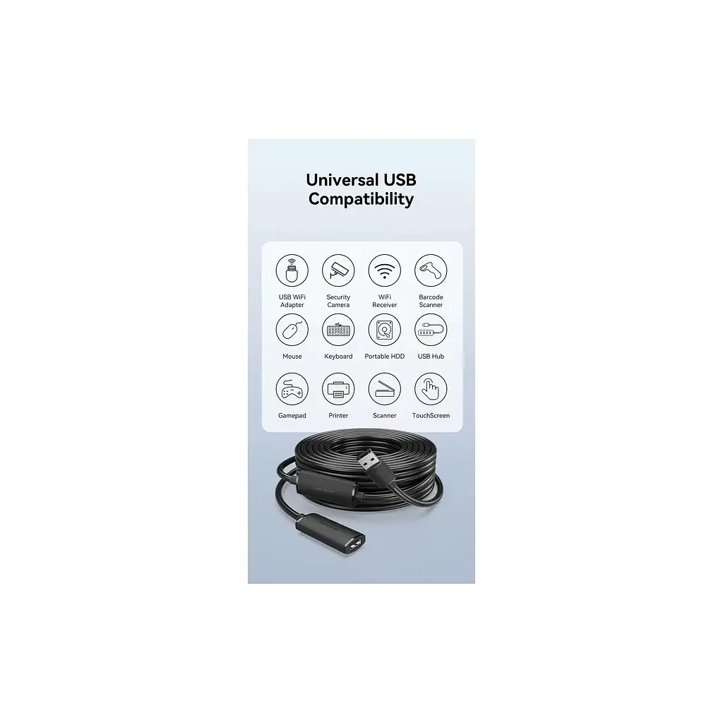 Дата кабель USB 2.0 AM/AF 10.0m Active black Vention (CBKBL) - фото 8