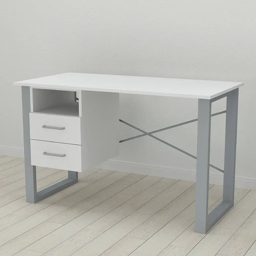 Письменный стол с ящиками Ferrum-decor Оскар 750x1400x600 металл Серый ДСП Белый 16 мм (FRD-103248) - фото 3