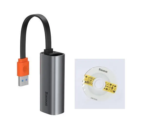 Мультипортовый адаптер USB Хаб Baseus Steel Cannon Series USB A Gigabit LAN Adapter CAHUB-AD0G Dark Grey - фото 3