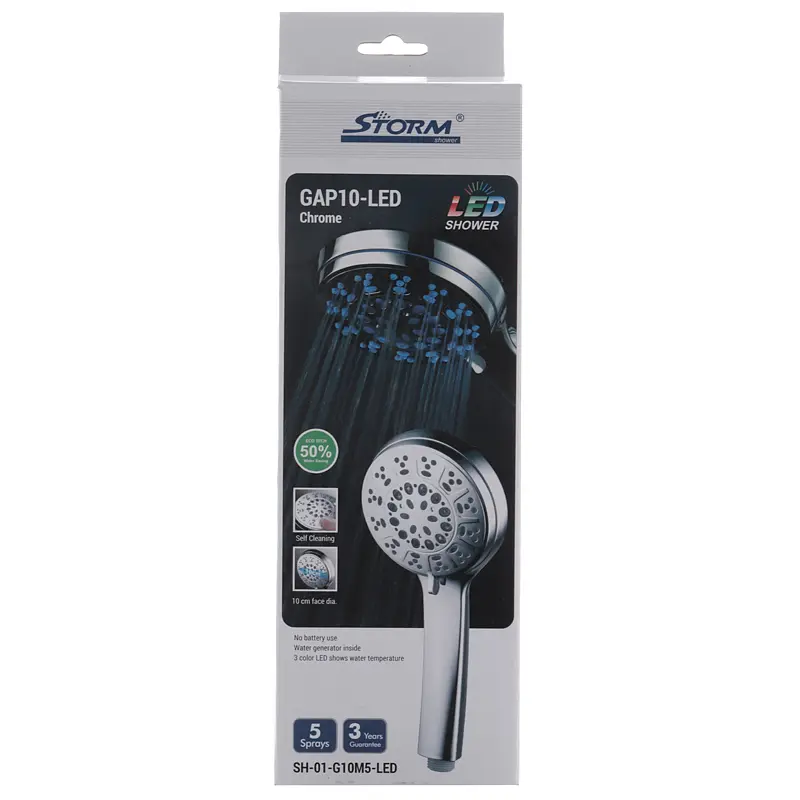Ручний душ Storm SH-01-G10M5-LED ST0002, Хром - фото 3