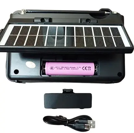 Радиоприемник PX-728BTS Bluetooth портативное радио MP3-плеер с солнечной панелью 18650 USB TF microSD Черный - фото 5