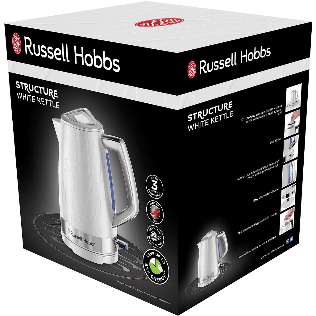 Електрочайник Russell Hobbs Structure 1.7 л біло-сріблястий (28080-70) - фото 2