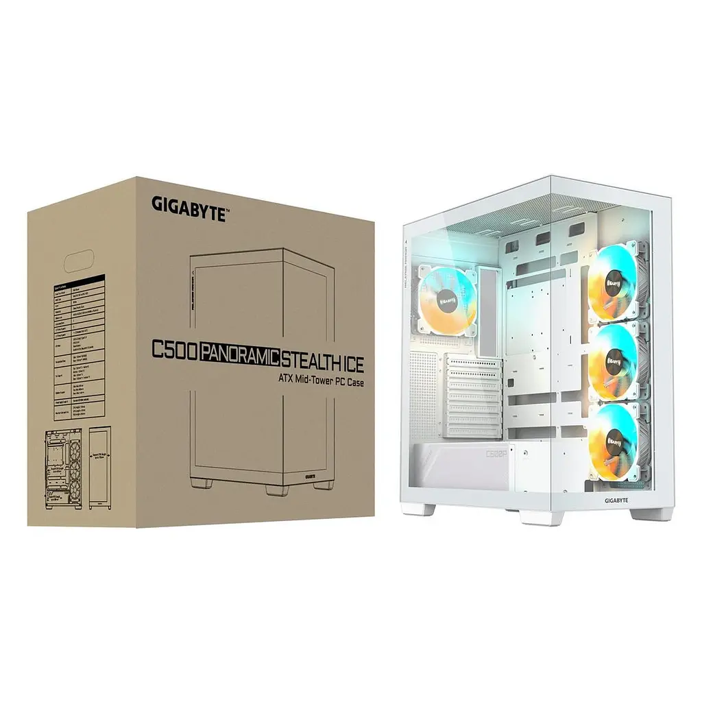 Корпус Gigabyte Aorus C500 Panoramic Stealth Tempered Glass Ice без БЖ (GB-C500PI ST) - фото 8