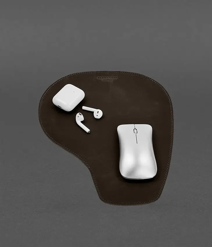 Коврик для мышки "Грушка" из натуральной кожи темно-коричневый Crazy Horse - фото 2