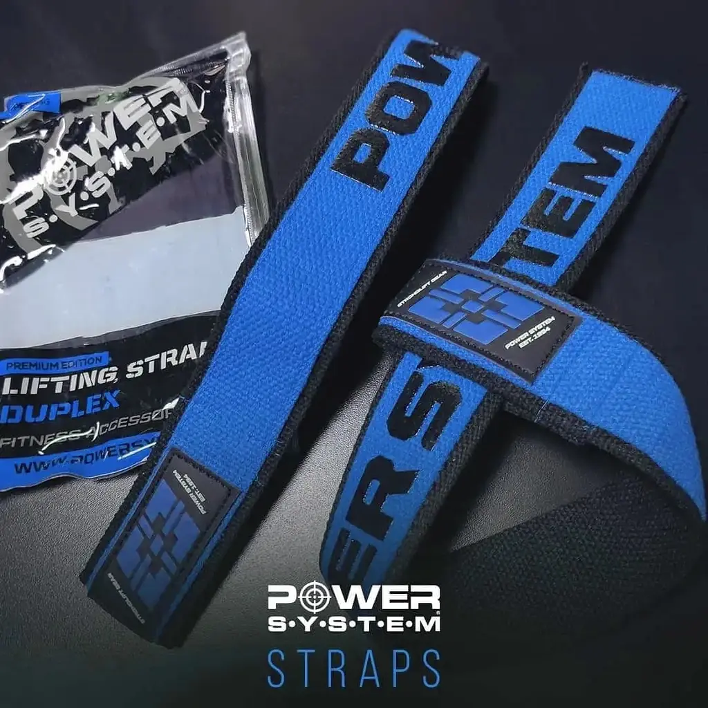 Лямки для тяги Power System Lifting Straps Duplex PS-3401, Blue - фото 2