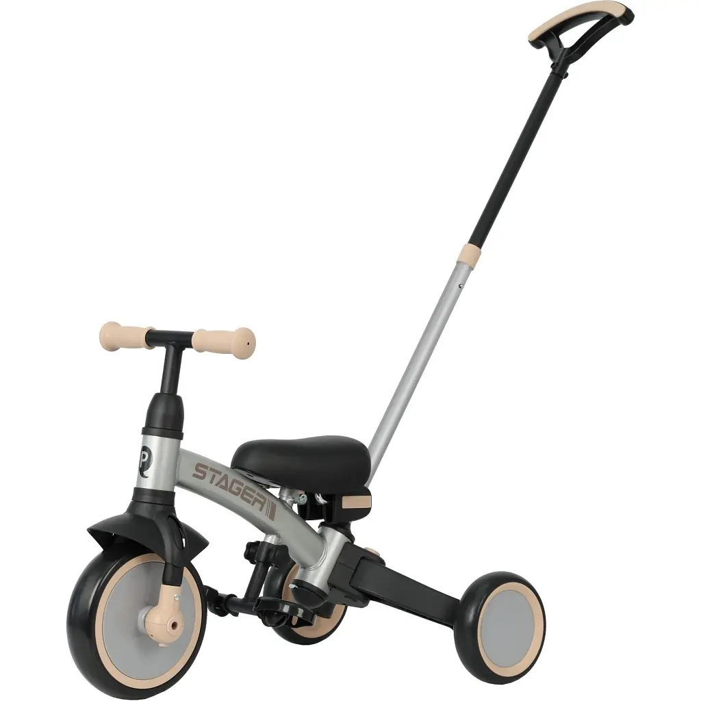 Дитячий велосипед QPlay Stager 3 в 1 з ручкою, біговел, Silver (T80STAGERSilver)
