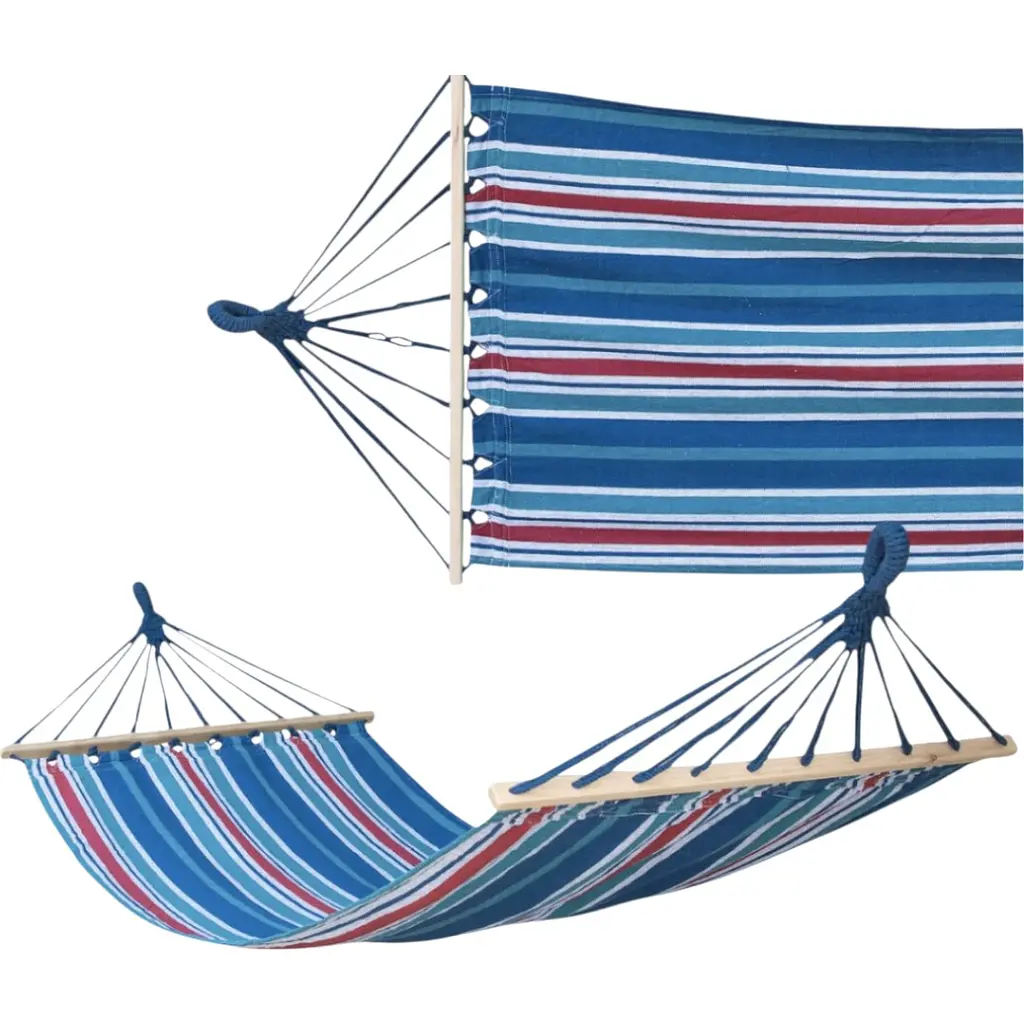 Гамак гавайский Jumi Garden тканевый с планкой синий с красным 275 x 80 см - фото 2