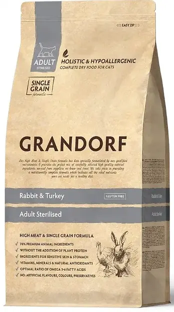 Сухий корм Grandorf Rabbit & Brown Rice Adult Sterilized для стерилізованих котів кролик з рисом 2 кг (5404009501028)