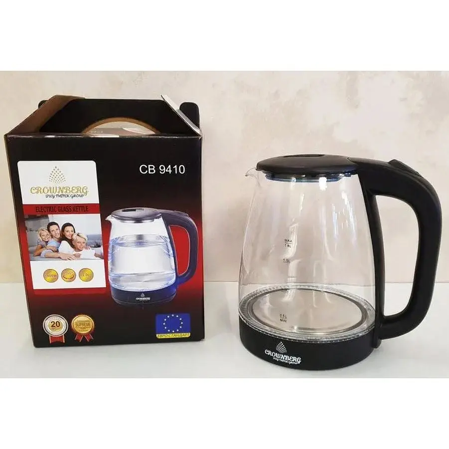 Электрочайник Стеклянный Crownberg CB-9410 с подсветкой 1.8 л Черный - фото 5