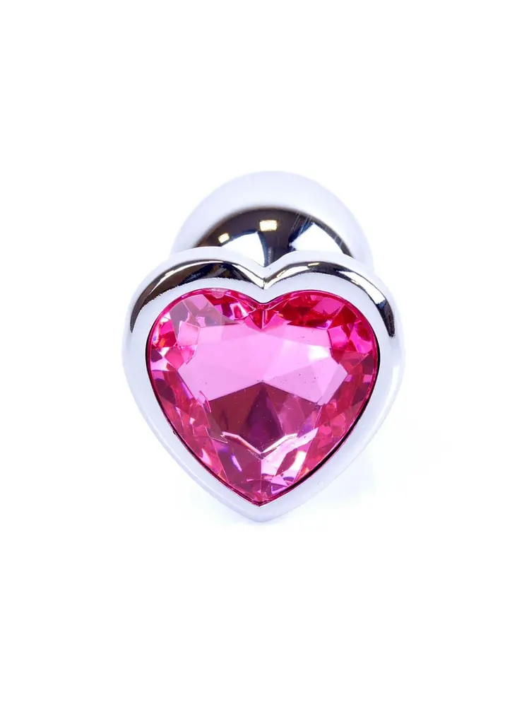 Анальна пробка B - Series HeavyFun Jewellery Silver Heart, 7 см (рожевий) - фото 2