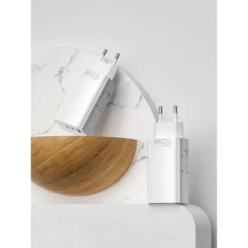 АЗП Vention 3-port USB(C+C+A) GaN Charger(65W/30W/30W) FEDW0-EU - фото 5