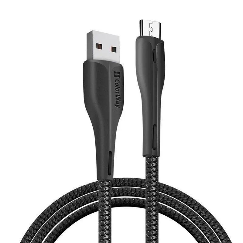 Кабель ColorWay USB - micro USB (M/M), PVC + Led, 2.4 А, 1 м, Чорний (CW-CBUM034-BK) - фото 4