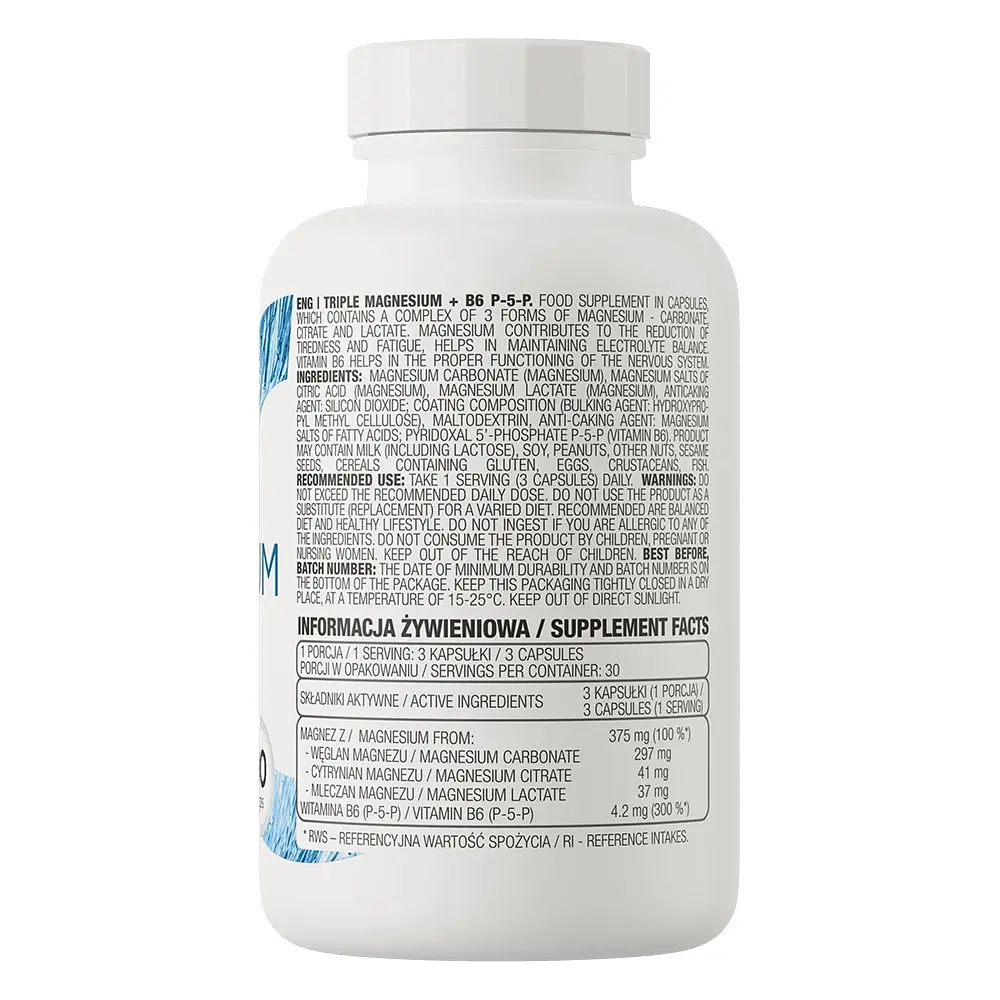 Вітаміни та мінерали OstroVit Triple Magnesium + B6 P-5-P 90 капсул - фото 3