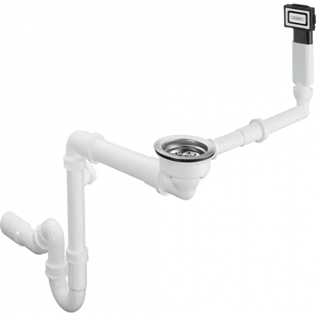 Сифон для мийки з композиту Hansgrohe D16-10 із переливом на одну чашу Хром 43927000