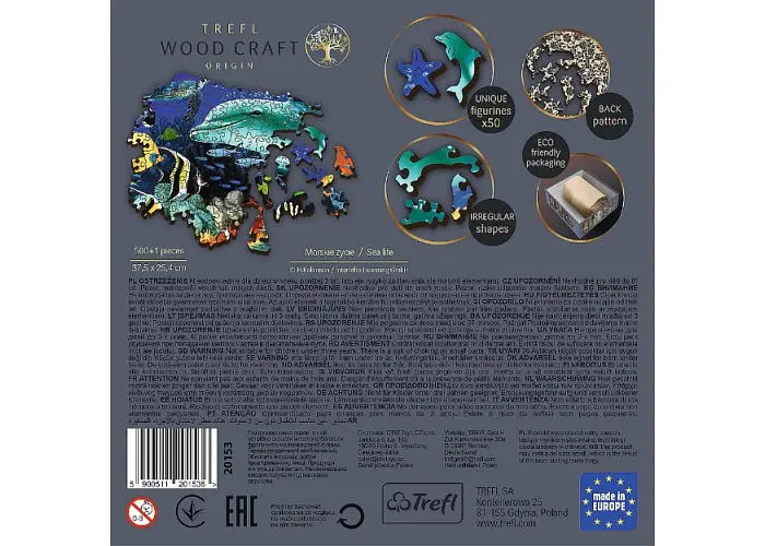 Пазл Trefl деревянный фигурный Морская жизнь 500+1 эл. (20153) - фото 6