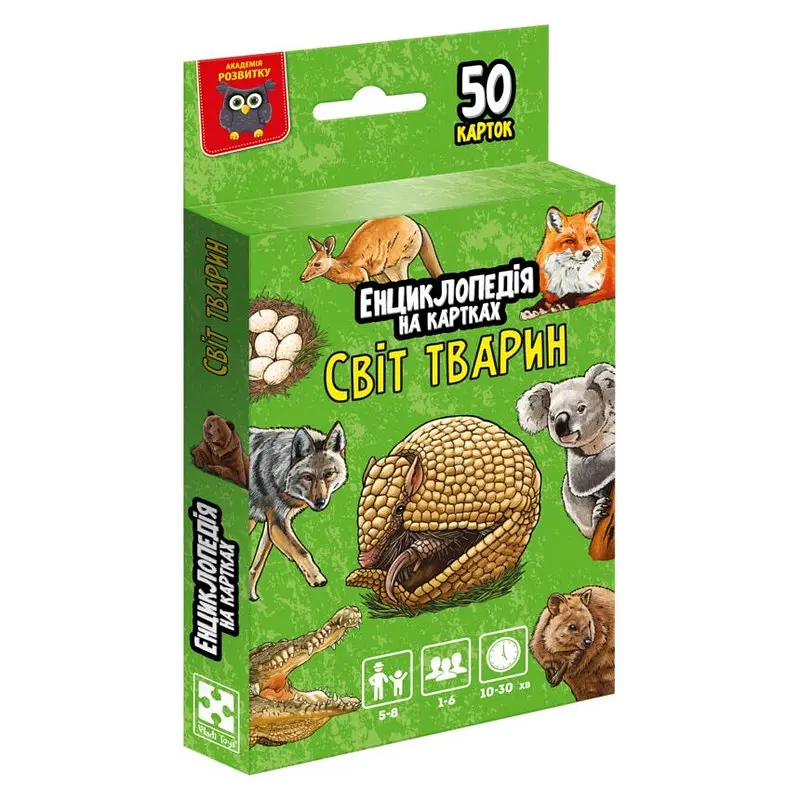 Енциклопедія на картках "Світ тварин" Vladi Toys VT6002-01, 50 карток - фото 3