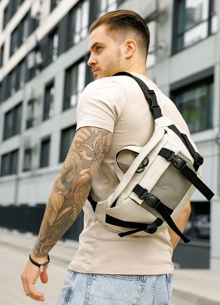 Чоловіча сумка бананка Sambag Dynamicdart сіра 38 × 21 × 7 см (80411030m) - фото 4