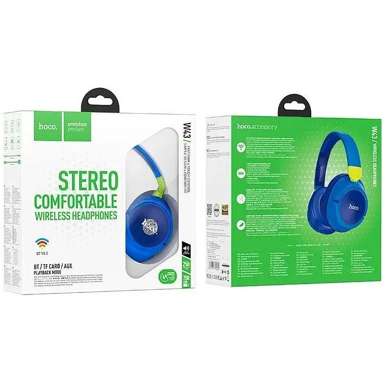 Наушники Hoco Adventure BT headphones W43 синие до 25 часов - фото 7