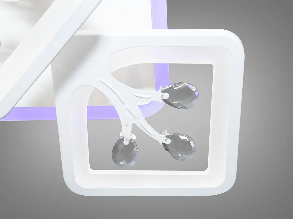 Сучасна стельова LED-люстра для спальні Diasha S8157/4+1WH LED 3color - біла, 90 Вт, 43x43 см - фото 6