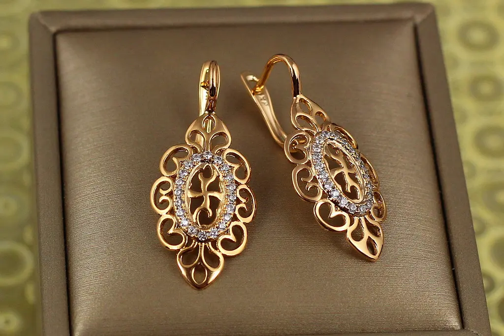 Сережки Xuping Jewelry східний край 3.3 см золотисті - фото 2