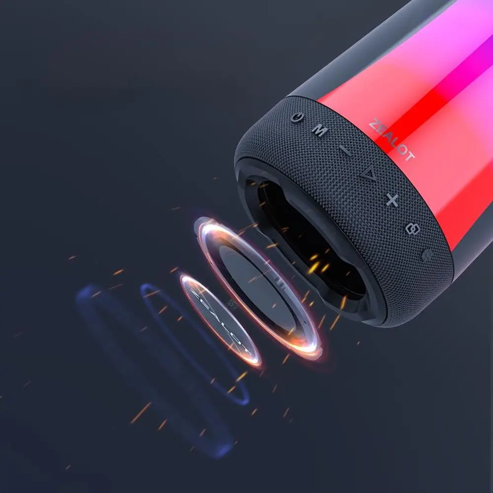 Портативная bluetooth колонка Zealot S66 с LED подсветкой черный - фото 4