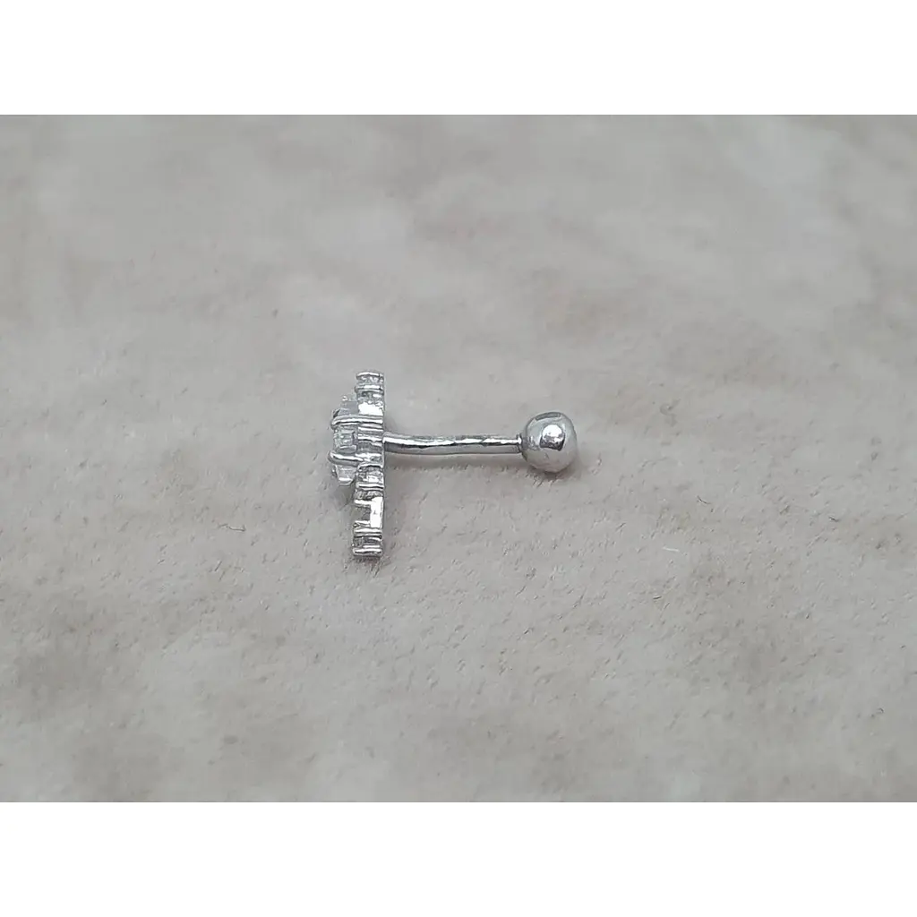 Серебряная серьга для пирсинга хеликса Ирий с фианитами. 40106ШТ - фото 2